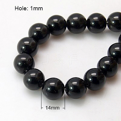 Synthetic Black Stone Beads Strands X-G-G088-14mm-1