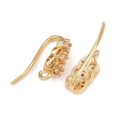 Brass Micro Pave Clear Cubic Zirconia Leaf Earring Hooks KK-A274-14G-1