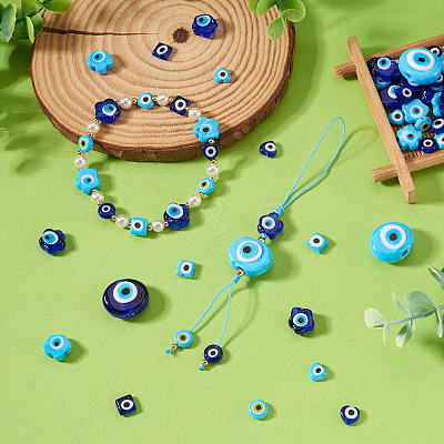 68Pcs 10 Styles Handmade Evil Eye Lampwork Beads LAMP-TA0002-71-1