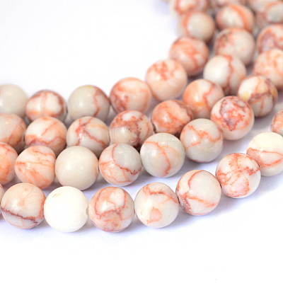Natural Red Netstone Round Bead Strands X-G-E334-8mm-06-1