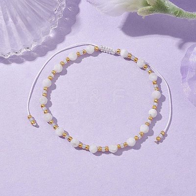 Adjustable Natural Rainbow Moonstone & Glass Braided Bead Bracelet BJEW-JB10137-04-1