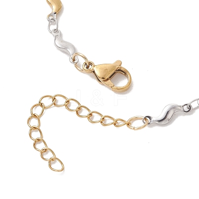 304 Stainless Steel Scalloped Bar Chain Bracelets for Women BJEW-JB13514-1