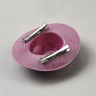Imitation PU Leather with Rhinestones and Iron Alligator Hair Clips AJEW-WH0609-464A-1