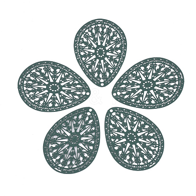 430 Stainless Steel Filigree Pendants STAS-S108-16B-1