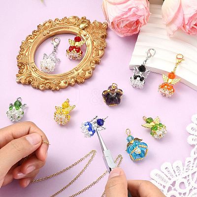 20Pcs 10 Colors Faceted Glass Pendants PALLOY-SZ00011-1