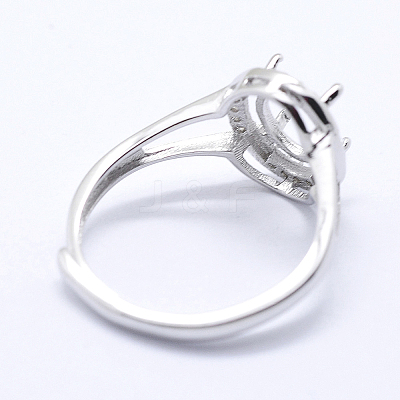 Anti-Tarnish Rhodium Plated 925 Sterling Silver Finger Ring Components STER-G027-13P-1