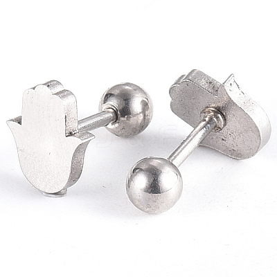 Tarnish Resistant 201 Stainless Steel Barbell Cartilage Earrings EJEW-R147-17-1