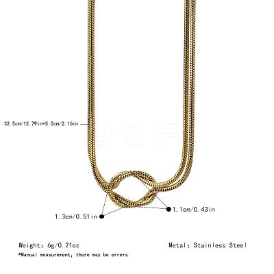 304 Stainless Steel 2-Strand Handmade Knot Snake Chain Necklaces for Couples BU0455-1-1