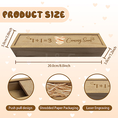 Rectangle Wooden Pregnancy Test Keepsake Box with Slide Cover CON-WH0102-001-1
