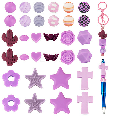 92Pcs Transparent Silicone Focal Beads SIL-TA0002-85C-1