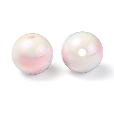 UV Plating Rainbow Iridescent Acrylic Beads OACR-F004-09B-1