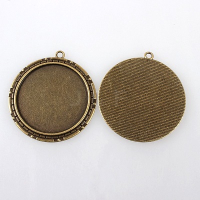 Vintage Tibetan Style Alloy Pendant Cabochon Settings X-TIBEP-M018-22AB-NF-1