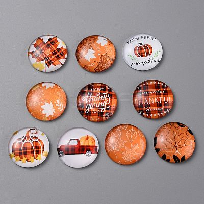 Autumn Theme Glass Cabochons GGLA-WH0002-006-1