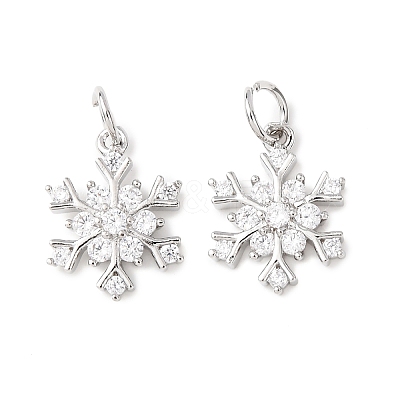Rack Plating Brass Micro Pave Clear Cubic Zirconia Pendants KK-B093-04A-P-1