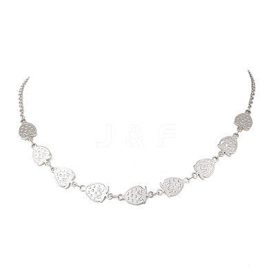 304 Stainless Steel Strawberry Link Chain Necklaces for Women NJEW-JN05804-02-1