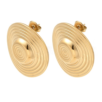 304 Stainless Steel Flat Round Stud Earrings EJEW-K268-53B-G-1