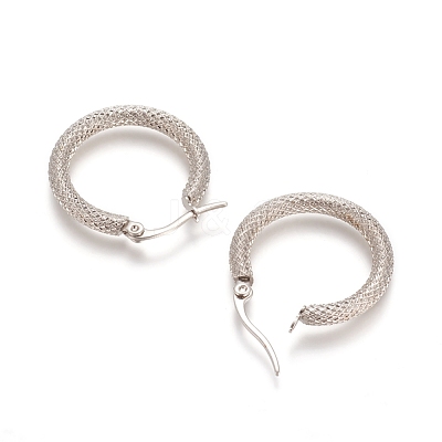 Tarnish Resistant 201 Stainless Steel Geometric Hoop Earrings STAS-D171-12B-P-1