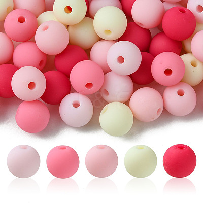 70Pcs Rubberized Style Acrylic Beads MACR-FS0001-71B-1