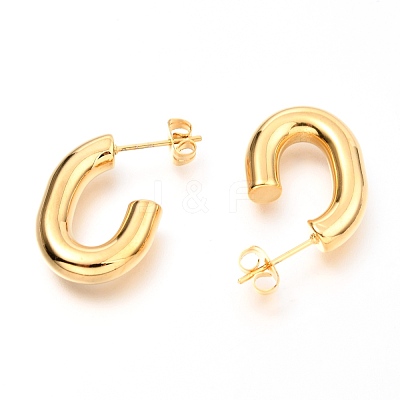 201 Stainless Steel Half Hoop Earrings EJEW-C501-16G-C-1