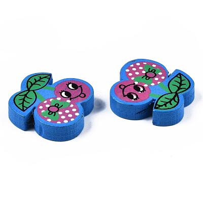 6 Styles Printed Natural Wooden Beads WOOD-S055-33-1