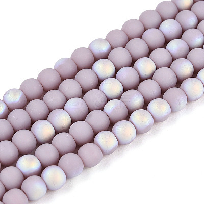 Frosted Opaque Glass Beads Strands GLAA-T032-P4mm-MBB07-1