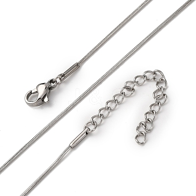 1MM 304 Stainless Steel Round Snake Chain Necklaces NJEW-T016-27P-1