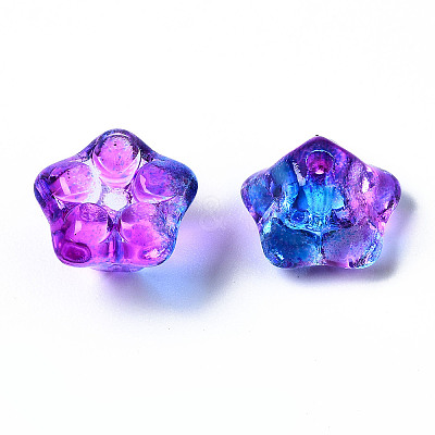Two Tone Transparent Spray Painted Glass Beads X-GGLA-S054-011D-02-1