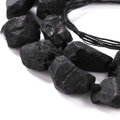 Rough Raw Natural Black Spinel Beads Strands G-G010-10-1