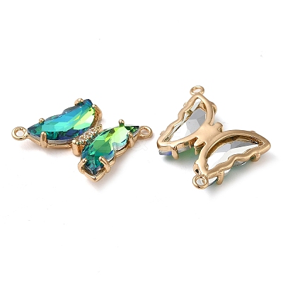 Brass Pave Faceted Glass Connector Charms FIND-Z020-04O-1