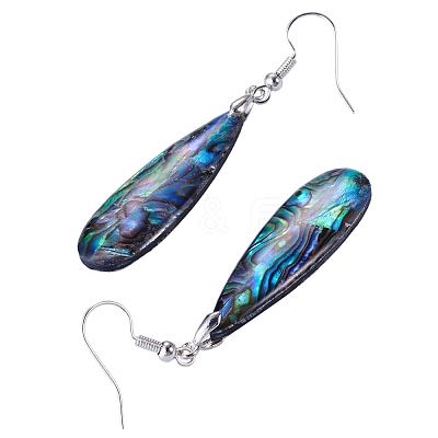 1 Pair Rack Plating Brass Natural Paua Shell Dangle Earrings EJEW-TA0001-86-1
