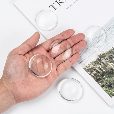 Transparent Glass Cabochons GGLA-R026-45mm-1