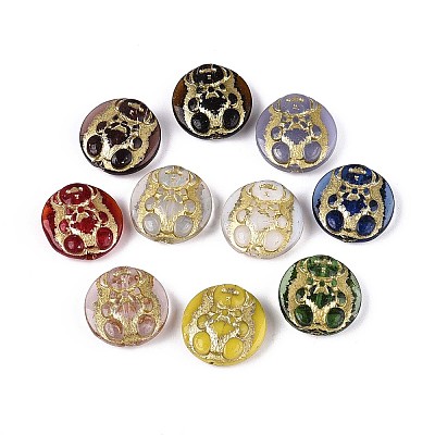 Flat Round with Bear Glass Beads GLAA-T025-64M-1