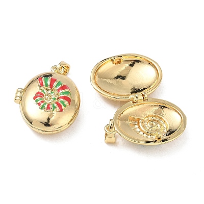 Brass Enamel Locket Pendants KK-F923-03C-G-1