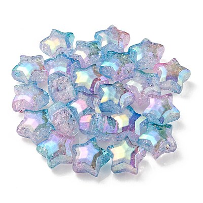 UV Plating Transparent Crackle Acrylic Beads OACR-P010-09C-1