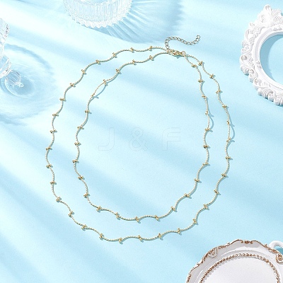 Brass Double Layer Necklaces NJEW-JN05388-1