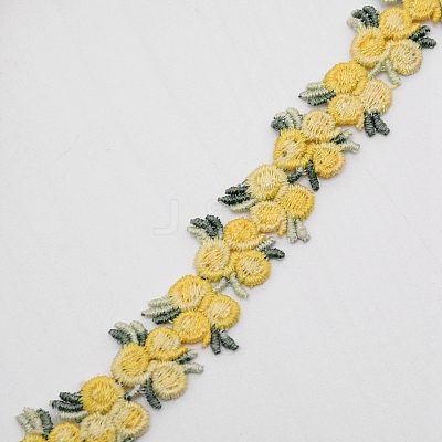 Flower Polyester Trim Ribbon X-OCOR-WH0057-18B-1