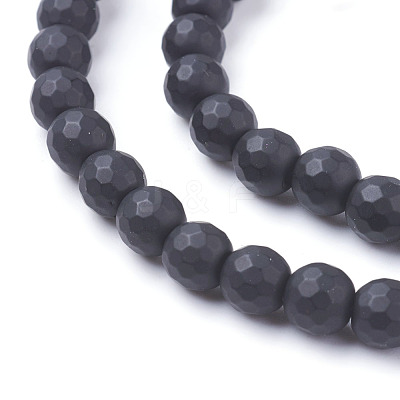 Synthetic Black Stone Beads Strands G-C059-6mm-1-1