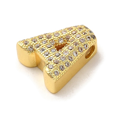 Brass Micro Pave Clear Cubic Zirconia Charms ZIRC-C009-01G-A-1