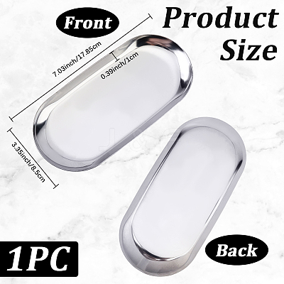 Non-Tarnish Oval 430 Stainless Steel Jewelry Display Plate STAS-CP0001-08P-1