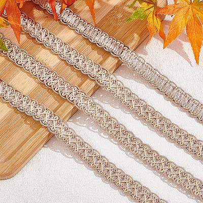 Polyester Braided Lace Trim OCOR-WH0078-09B-1