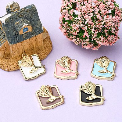 5Pcs Rack Plating Alloy Enamel Pendants ENAM-YW0002-46-1