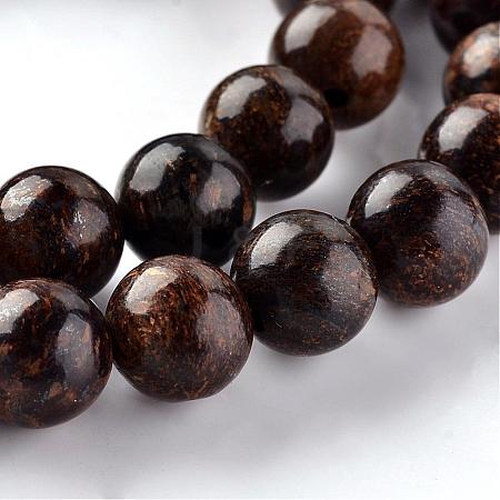 Natural Bronzite Round Beads Strands G-E330-8mm-03-1