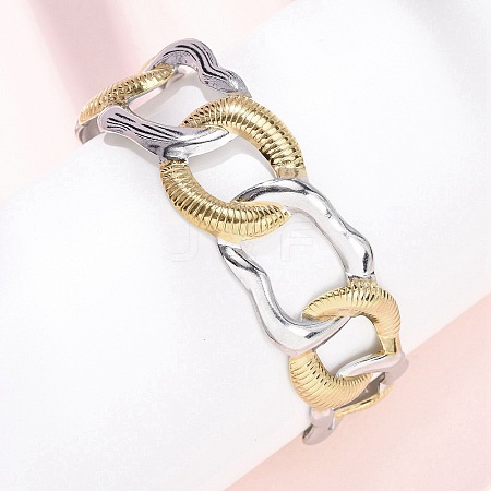 Oval 304 Stainless Steel Cuff Bangles for Women BJEW-B150-06GP-1