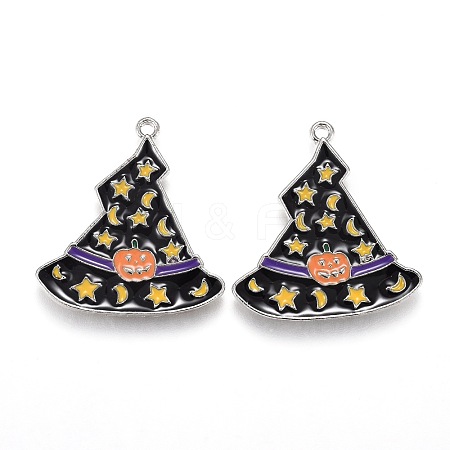 Halloween Theme Witch Hat Alloy Enamel Pendants ENAM-J649-11P-02-1