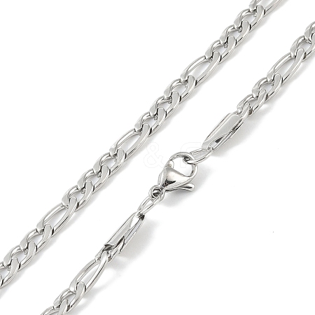 Non-Tarnish 201 Stainless Steel Figaro Chain Necklaces NJEW-I127-06C-P-1