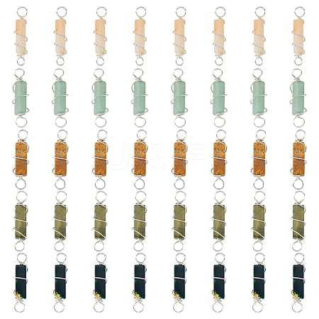 40Pcs 5 Styles Natural Mixed Gemstone Copper Wired Wrapped Connector Charms PALLOY-FH00008-1