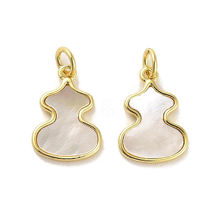 Brass Pave Shell Pendants KK-K365-08C-G-1