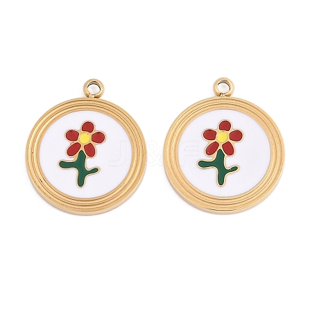 304 Stainless Steel Enamel Pendants STAS-L022-177B-G-1