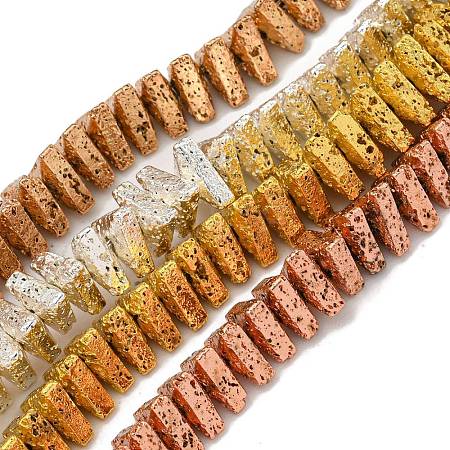 Electroplated Natural Lava Rock Beads Strands G-I360-H01-1