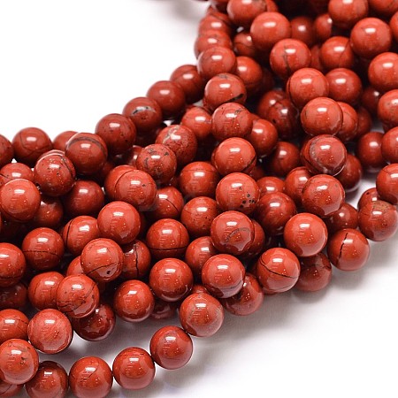 Grade A Natural Red Jasper Bead Strands G-P075-36-14mm-1